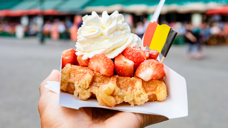 Belgium waffle street food