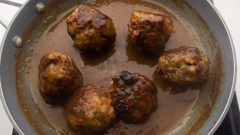 meatballs with sauce in pan