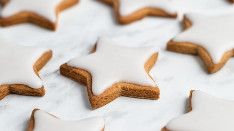 Christmas star cookies on counter 