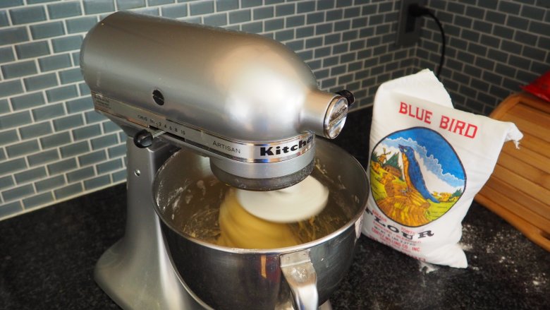 mixing dough with a stand mixer