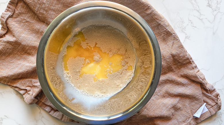 butter milk yeast in bowl