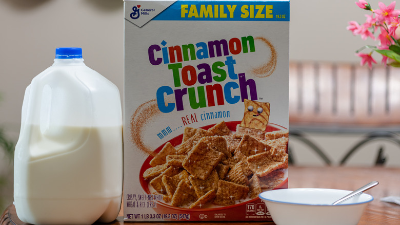 Cinnamon Toast Crunch and milk