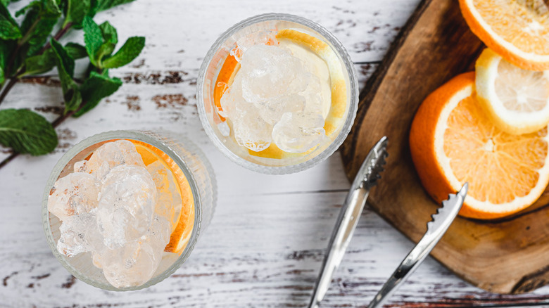 overhead views of two glasses 