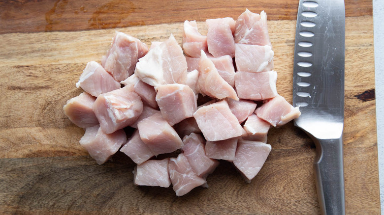 pork on cutting board 