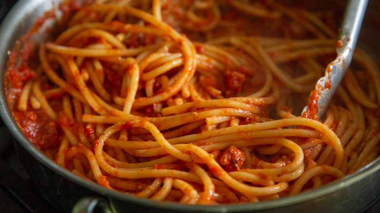 making amatriciana pasta