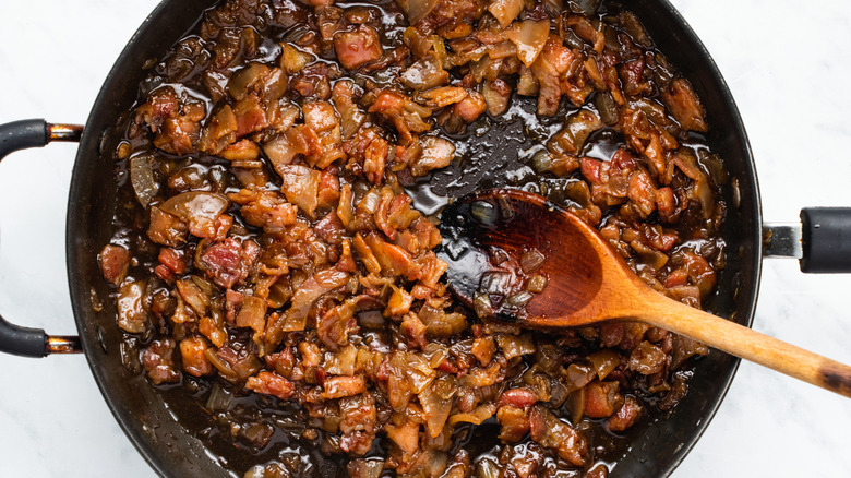 bacon jam in frying pan