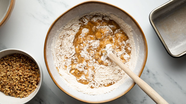 mixing wet and dry ingredients