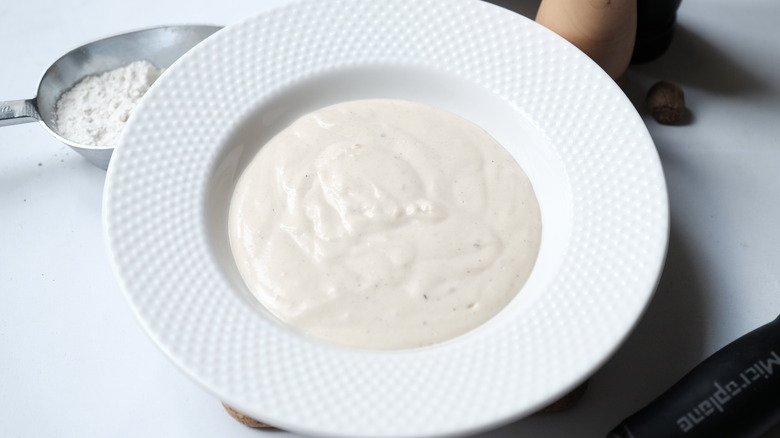 béchamel sauce in a bowl 