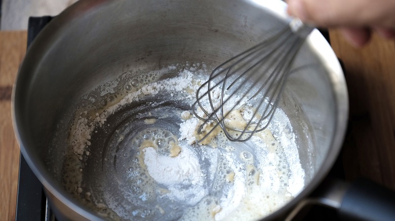 butter and flour in saucepan