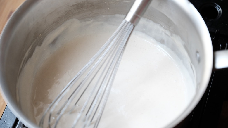 béchamel sauce in pan