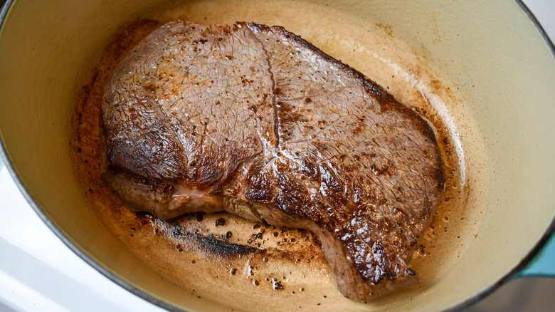 sear the sirloin tip in oil