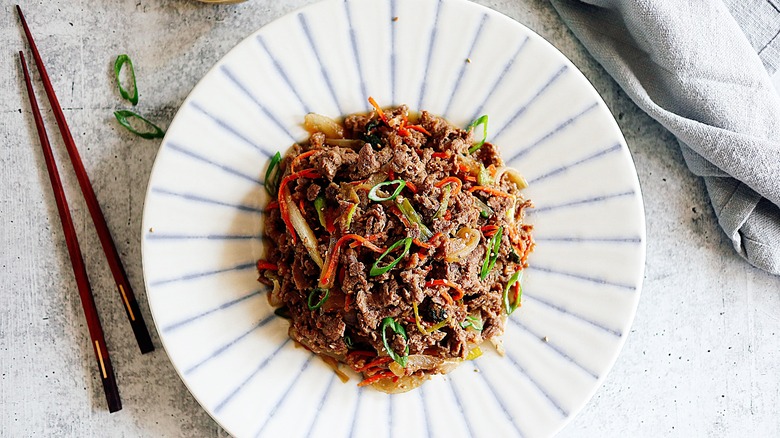 Bulgogi on a plate.