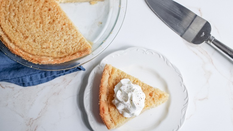 sliced and whole buttermilk pie