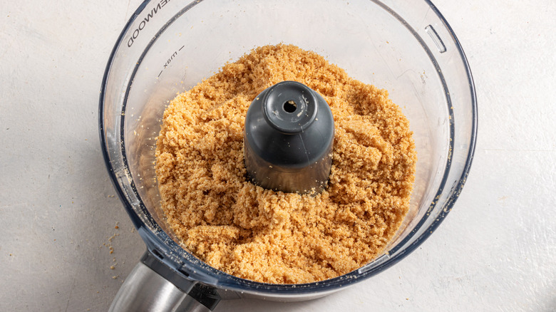 Food processor with graham cracker crumbs