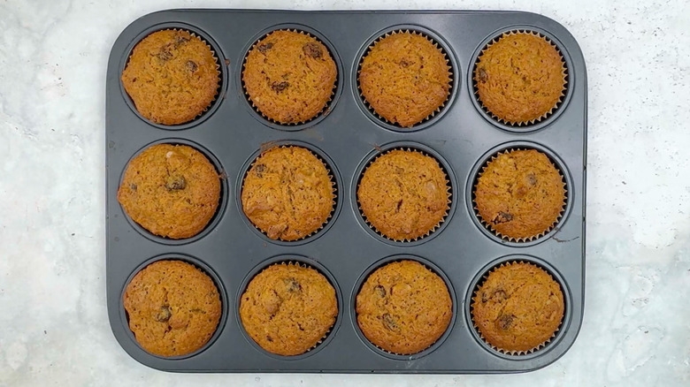 carrot cupcakes in muffin tin