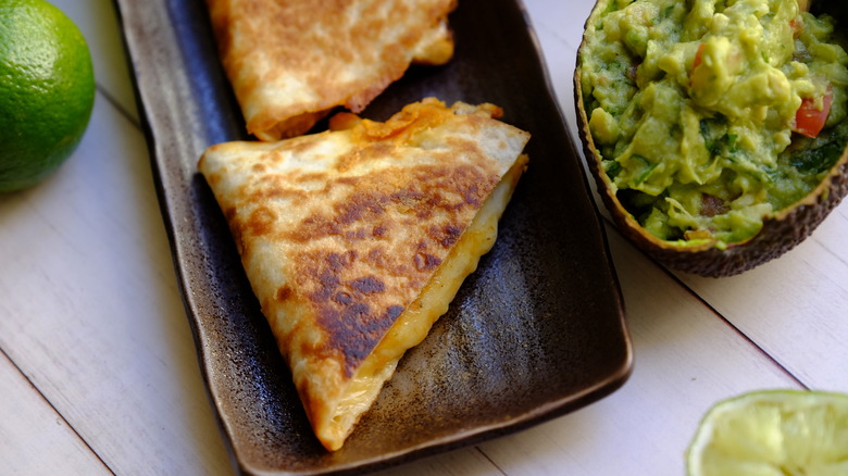 classic chicken quesadilla on plate 