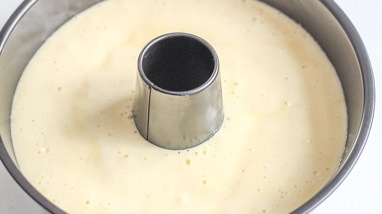 chiffon cake batter in pan