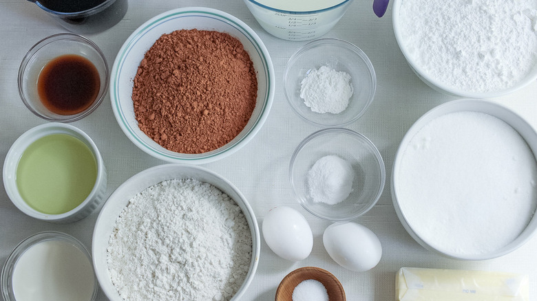 ingredients for chocolate cake