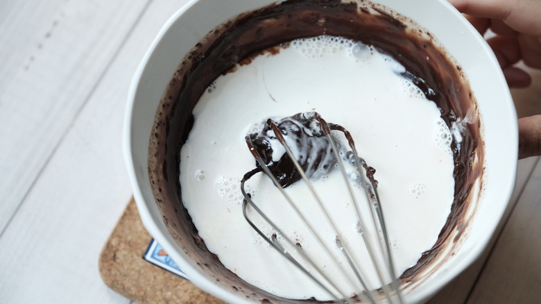 melted chocolate and cream