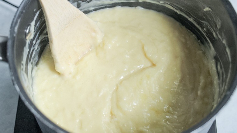 coconut cream pie filling in pot