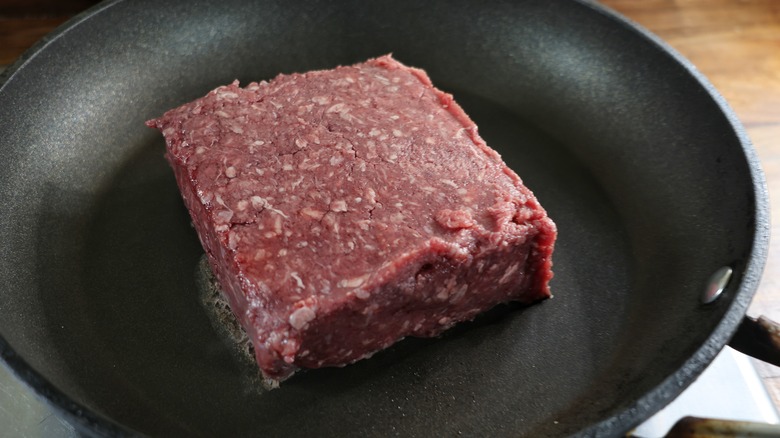 ground beef in skillet