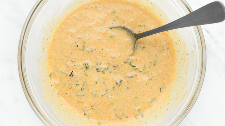 coronation chicken dressing in bowl