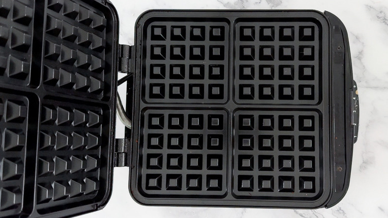 clean opened waffle iron