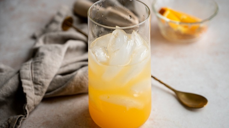 orange juice and peach schnapps in glass