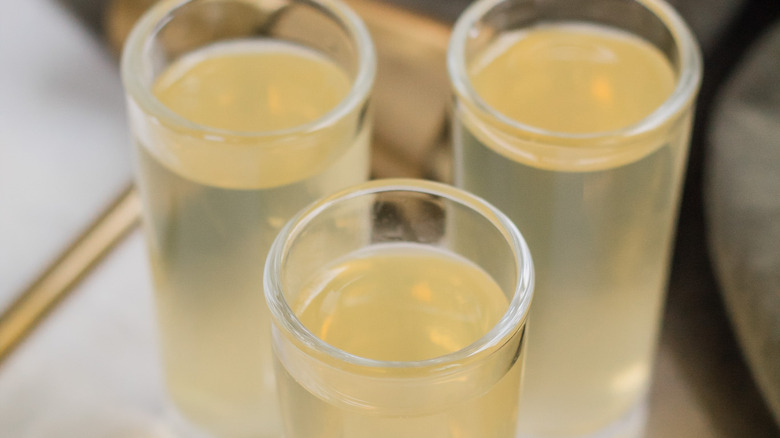 three green tea shots