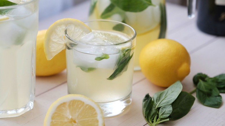 glass of lemonade with garnish