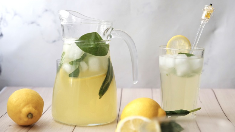 lemonade in pitcher and glass