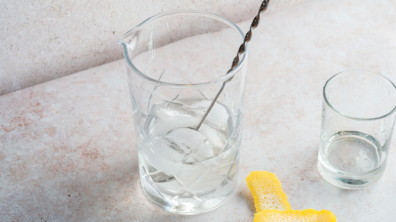 spoon in glass with ice 