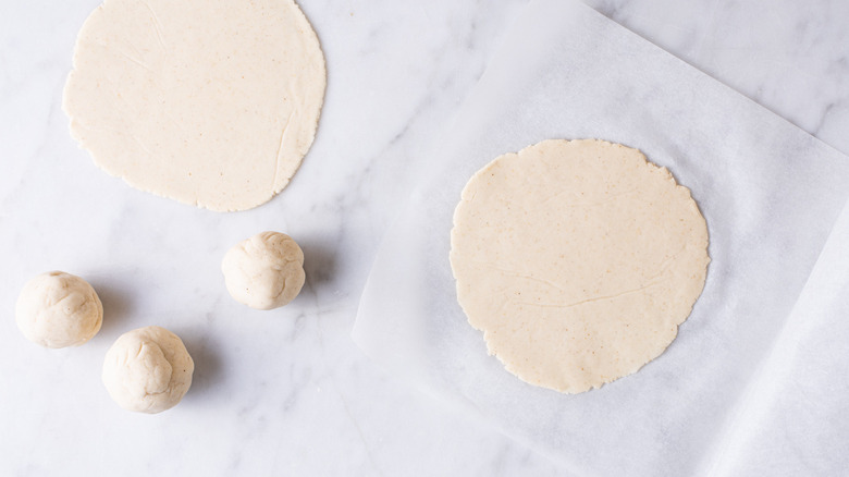 raw corn tortillas rolled