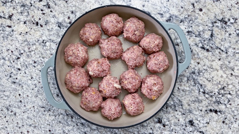 ham balls in pan