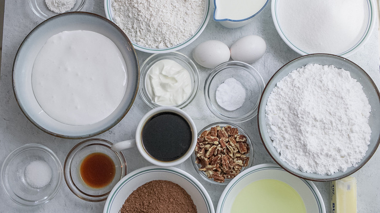 ingredients for Mississippi mud cake