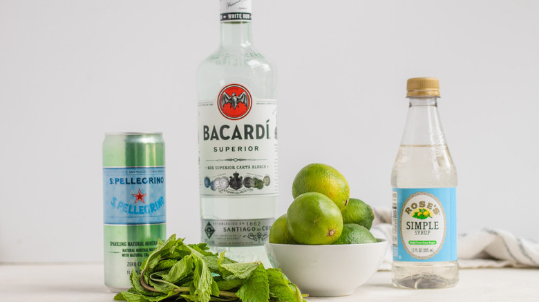 ingredients for classic mojito cocktail