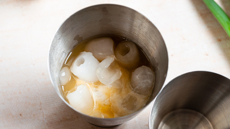 cocktail shaker with ice