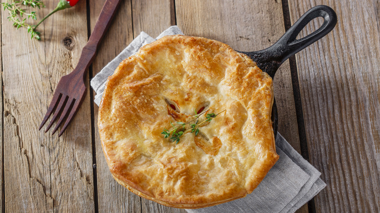 Pot pie in cast iron skillet