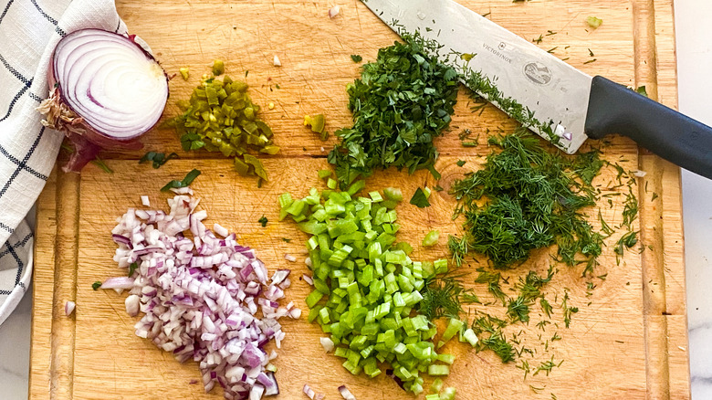 vegetables on cutting board