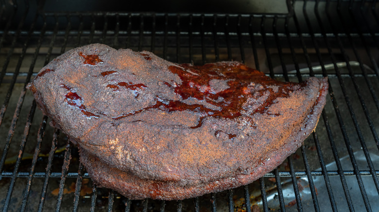 brisket on the smoker