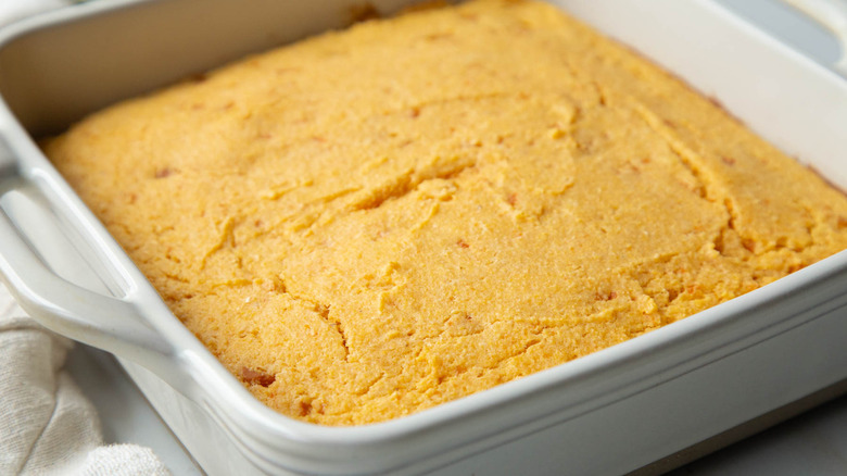 sweet potato cornbread in dish