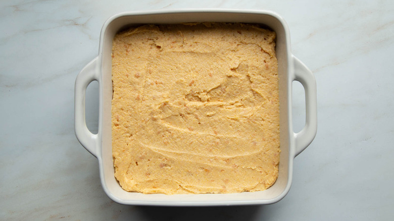 sweet potato batter in dish