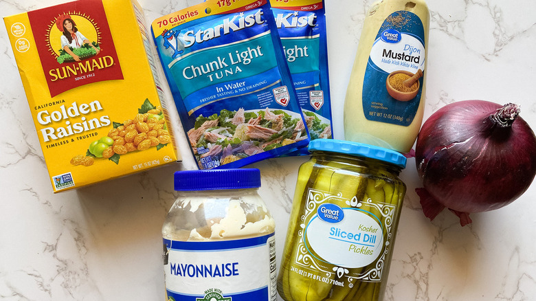 classic tuna salad recipe ingredients on counter