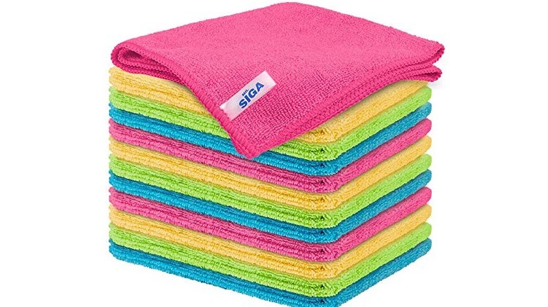 Microfiber cloths in a stack