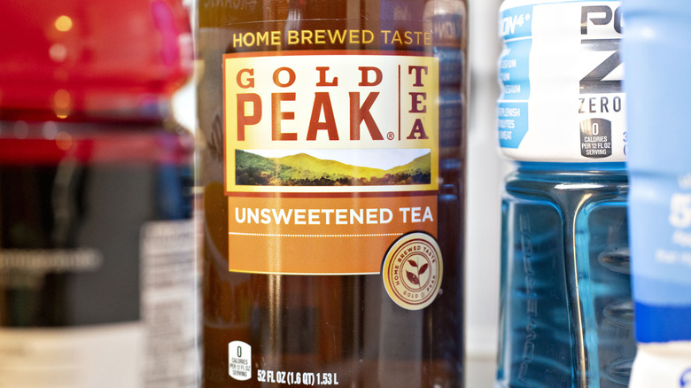 bottle of Gold Peak unsweetened ice tea 