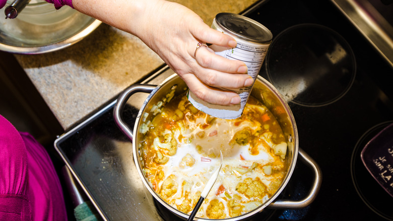 Coconut milk used in soup