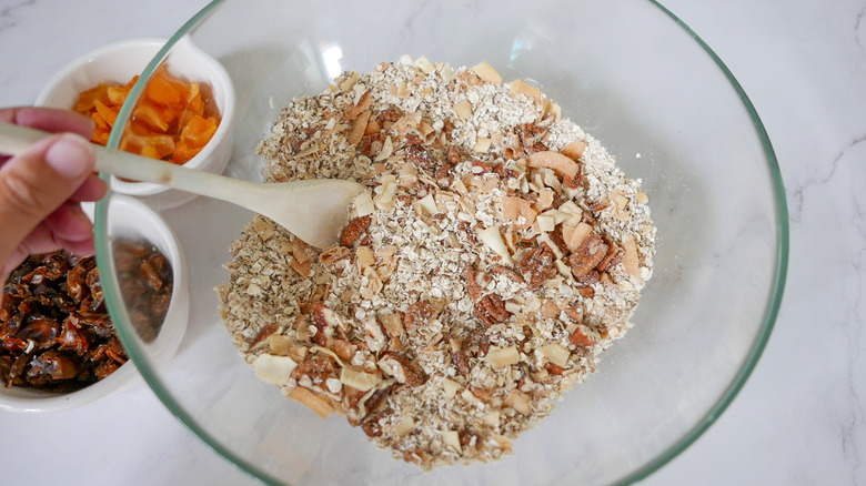 a bowl of nuts and grains