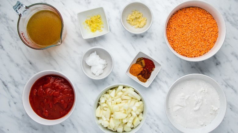 ingredients for red lentil dal