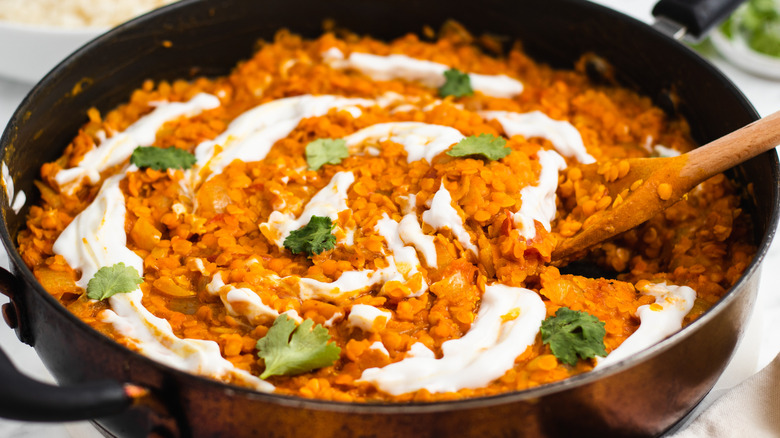 dal with yogurt and cilantro