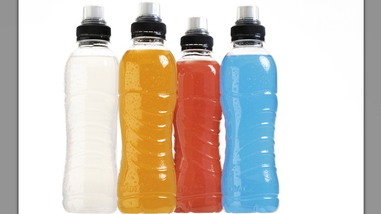 brightly colored sports drinks